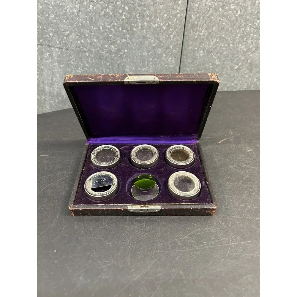 Vintage Rochester Optical Lens Kit With 6 lens in a wood box